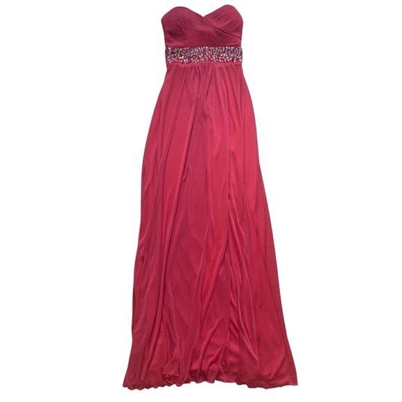 B Darlin Pink Strapless Prom Dress Gown Womens Size 1/2 Bejeweled Beaded Design - Picture 1 of 6